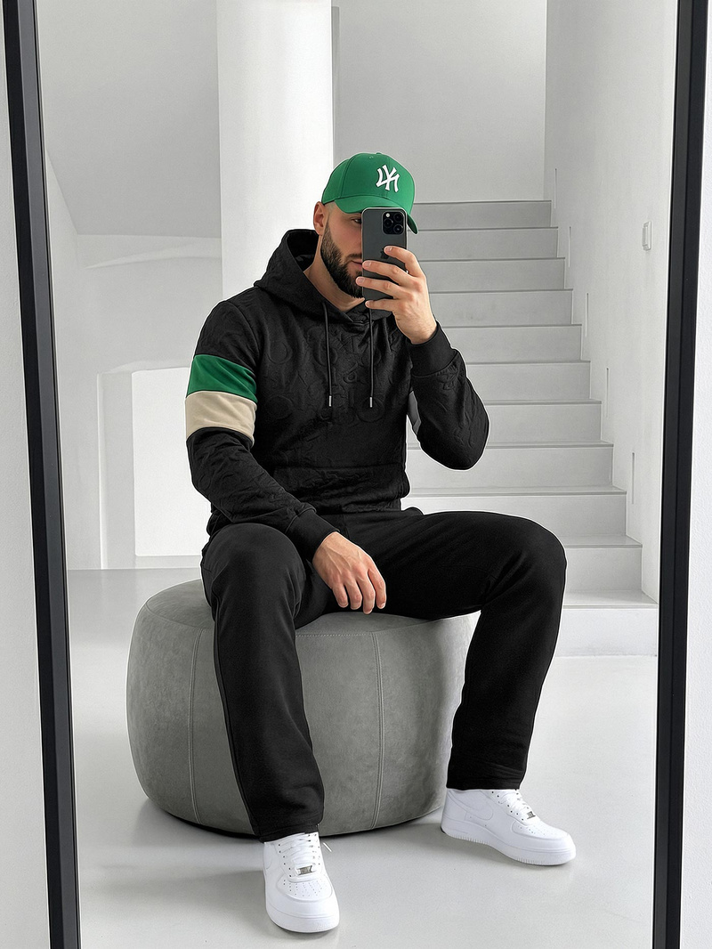 Ανδρικό Φούτερ με Κουκούλα μαύρο OZONEE JS/3B578