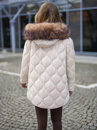 Γυναικείο μπουφάν eκρού OZONEE JS/5M3226/62B