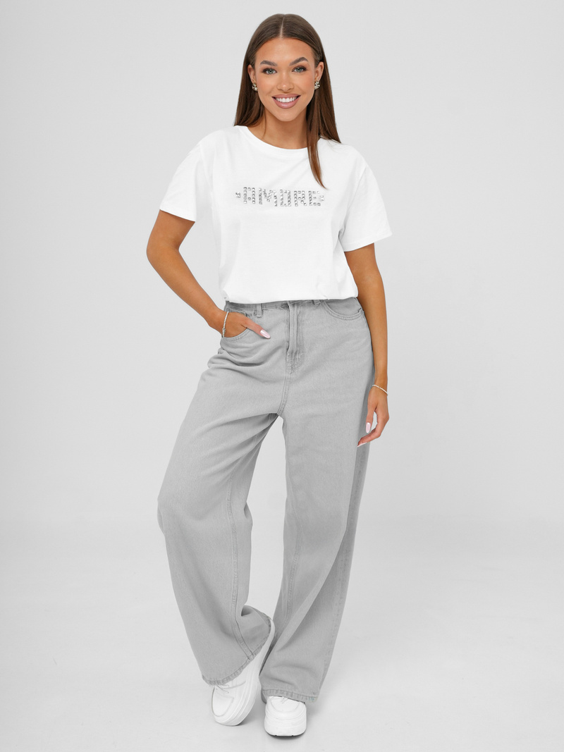 Γυναικείο μπλουζάκι Λευκό και χρυσαφής OZONEE JS/YJ77716