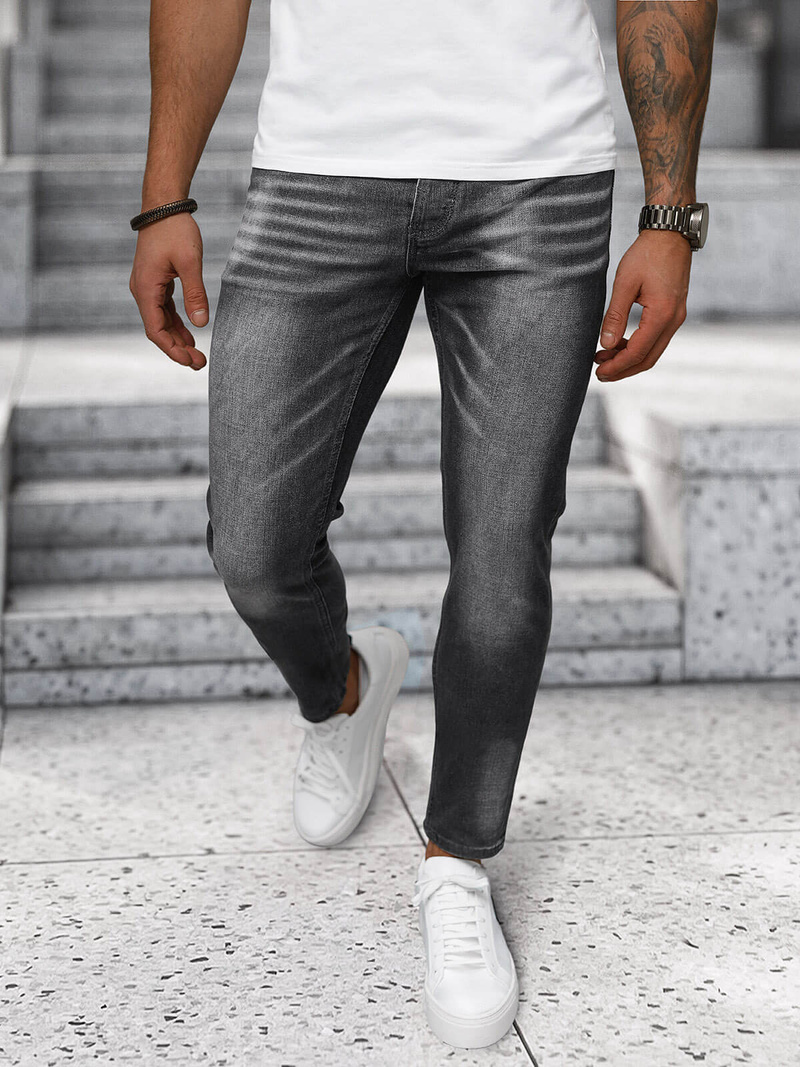 Ανδρικό τζιν παντελόνι γραφίτη OZONEE NB/MP0199GS