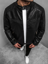 Ανδρικό δερμάτινο μπουφάν μαύρο OZONEE JB/JP1128Z