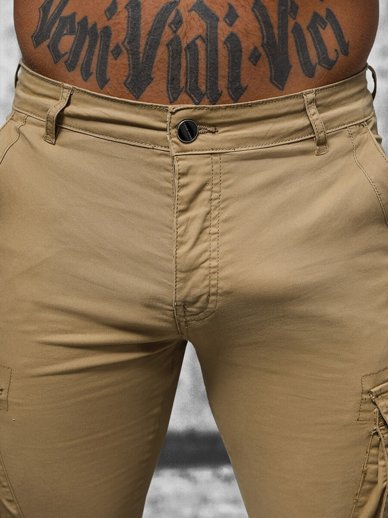 Ανδρικό παντελόνι chino jogger mπεζ OZONEE NB/MP0202K