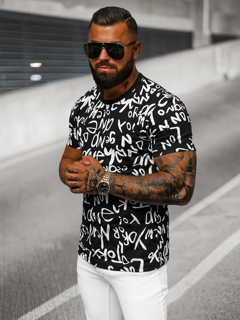 Ανδρικό μπλουζάκι μαύρο OZONEE O/T1268/3