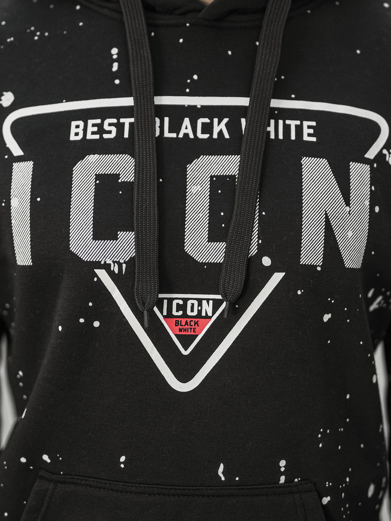 Ανδρικό Φούτερ με Κουκούλα μαύρο OZONEE JS/8B1737/3