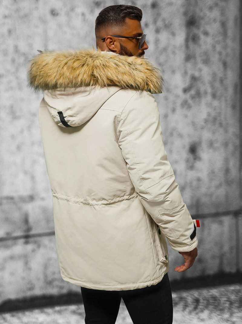 Ανδρικό χειμερινό μπουφάν μπεζ OZONEE JS/5M791/62