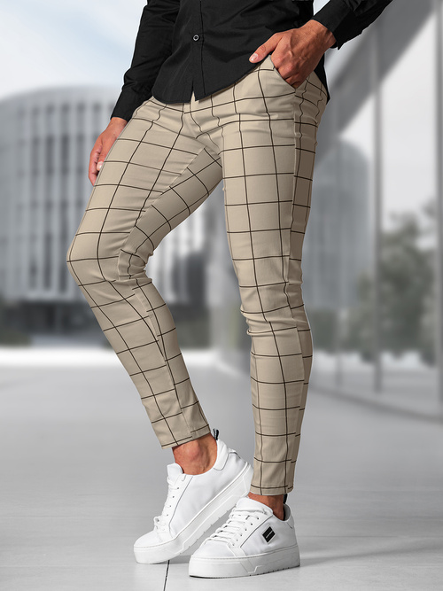 Ανδρικό παντελόνι chino mπεζ OZONEE O/P4009Z