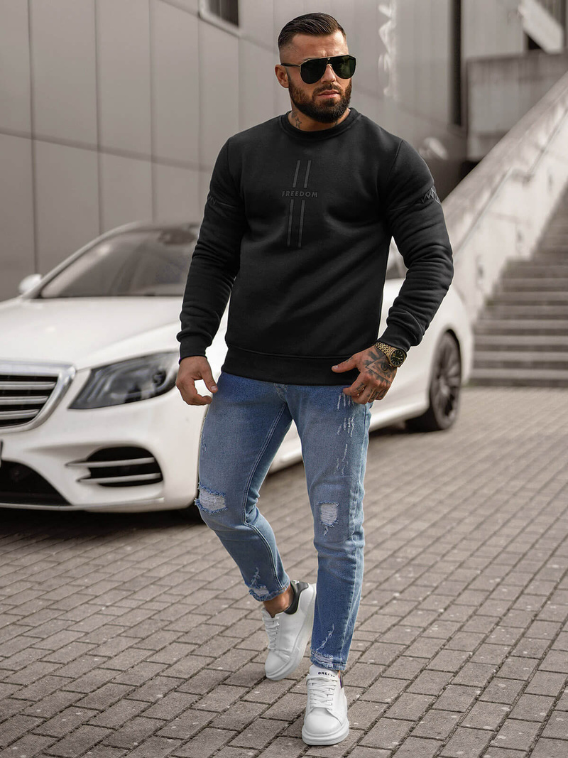 Ανδρικό Φούτερ μαύρο OZONEE JS/8B1358/3