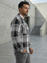 Ανδρικό πουκάμισο μαύρο άσπρο OZONEE NB/MC728N/3Z