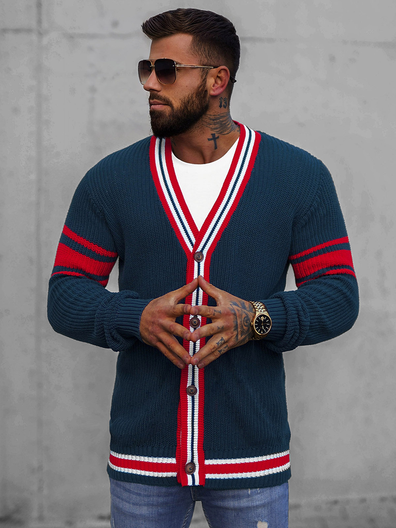 Ανδρικό πουλόβερ ναυτικό μπλε OZONEE O/H9600