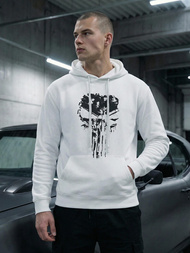 Ανδρικό Φούτερ με Κουκούλα λευκό OZONEE JS/65B3907/1Z