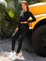 Γυναικείο σετ φόρμας δύο κομματιών μαύρο OZONEE O/22060Z