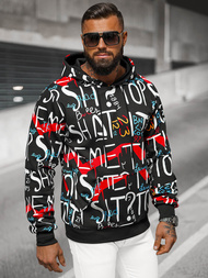 Ανδρικό Φούτερ με Kουκούλα Mαύρος OZONEE JS/8B1233/3