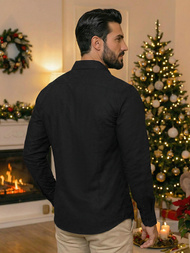 Ανδρικό πουκάμισο mαύρος OZONEE O/V125Z