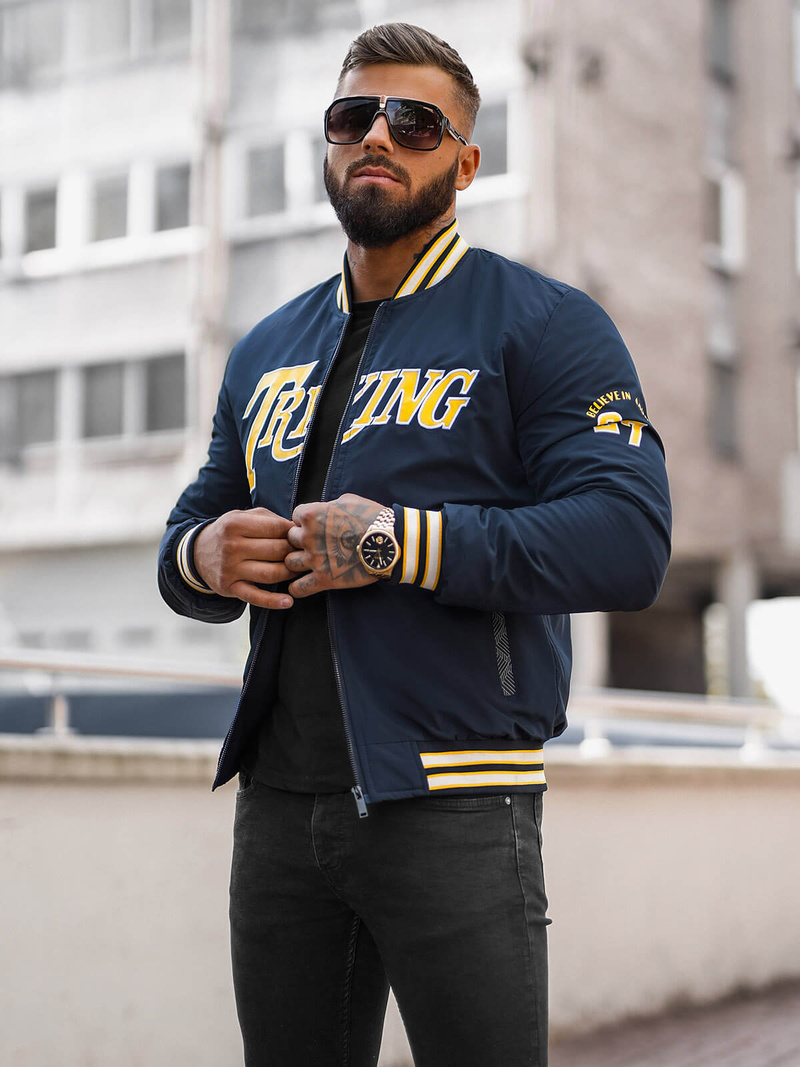 Ανδρικό χειμερινό μπουφάν ναυτικό μπλε OZONEE JS/84M3013/215Z