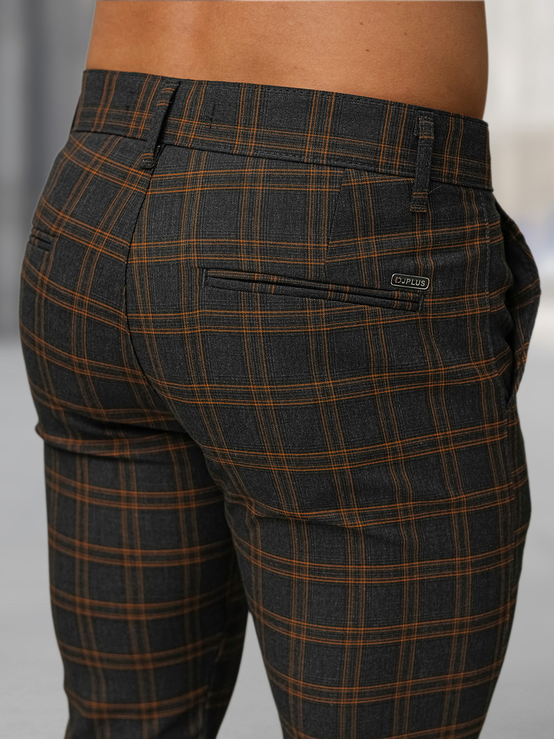 Ανδρικό παντελόνι chino γραφίτη OZONEE DJ/5632Z