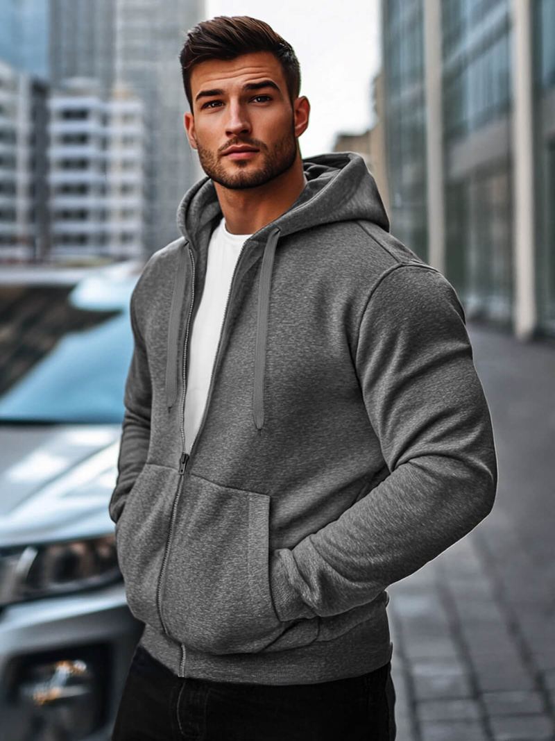 Ανδρικό Φούτερ με Κουκούλα σκούρο-γκρι OZONEE JS/2008Z