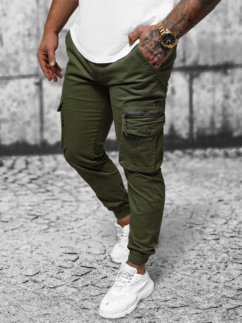 Ανδρικό παντελόνι chino jogger Πράσινος OZONEE NB/MP0201MV