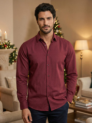Ανδρικό πουκάμισο μπορντό OZONEE V/V182Z