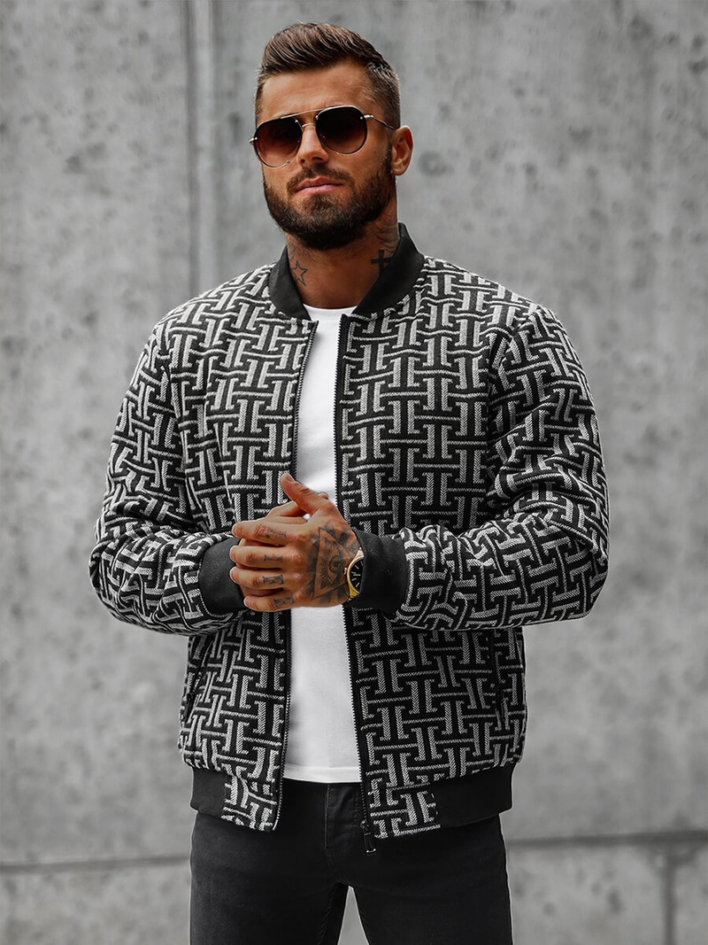 Ανδρικό μπουφάν mαύρο και γκρι OZONEE O/3A55