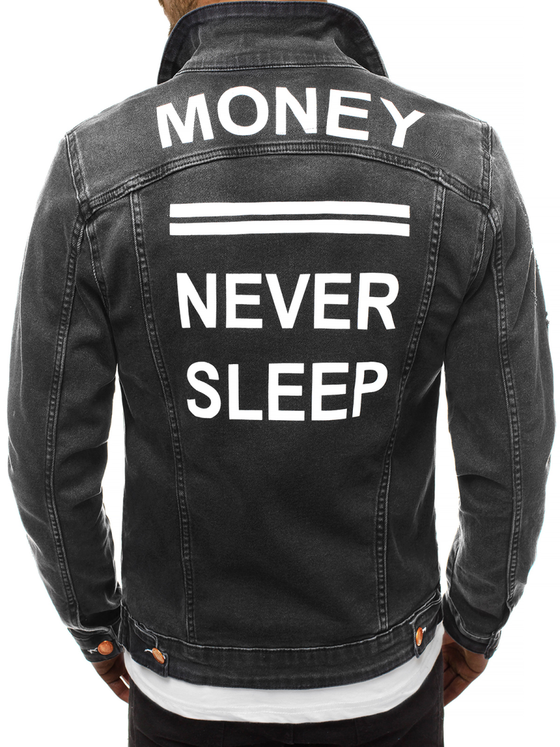 Ανδρικό τζιν μπουφάν μαύρο OZONEE G/600