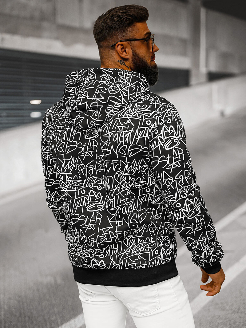 Ανδρικό Φούτερ με Kουκούλα Mαύρος OZONEE JS/8B1183/3