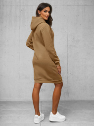 Γυναικείο φούτερ με κουκούλα σκούρο μπεζ OZONEE JS/YS10005/91Z