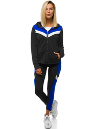 Γυναικείο σετ φόρμας δύο κομματιών μαύρο-μπλε OZONEE JS/YW06005/1/9