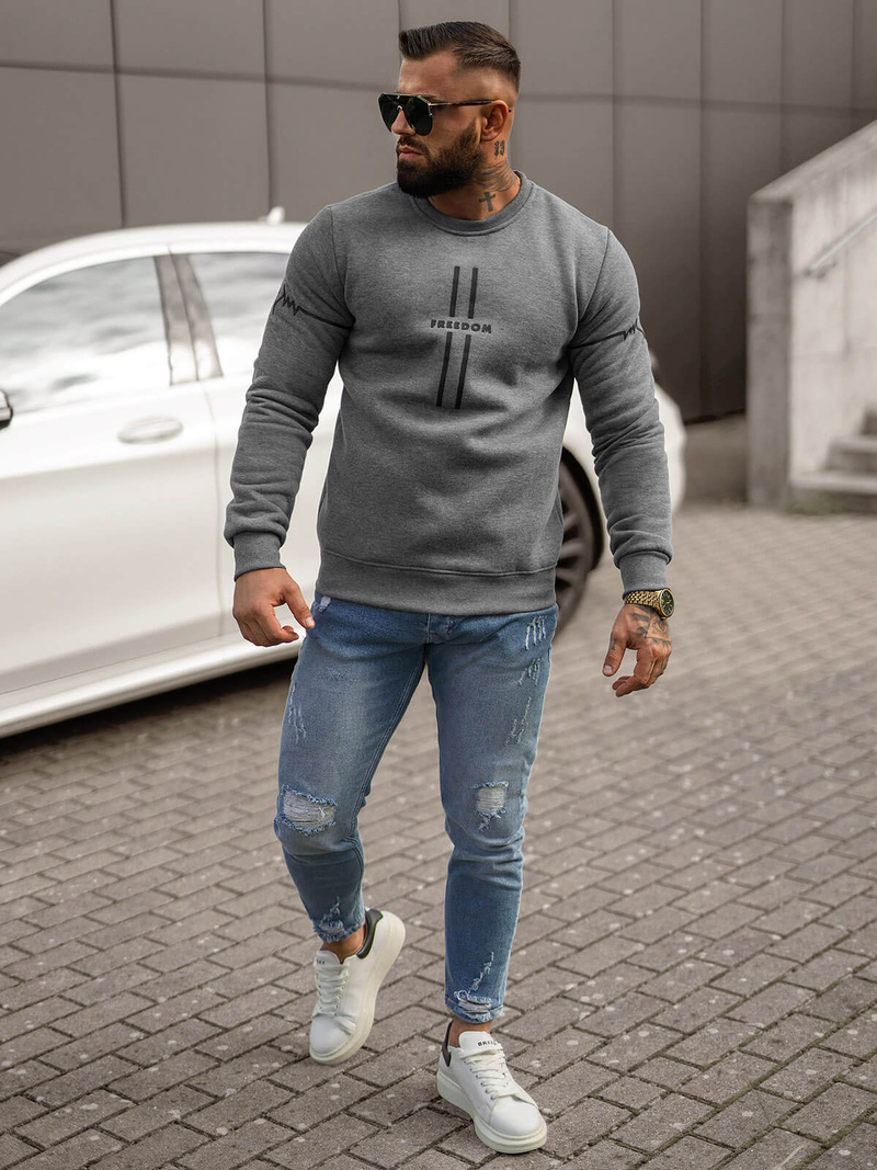 Ανδρικό Φούτερ γραφίτη OZONEE JS/8B1358/5