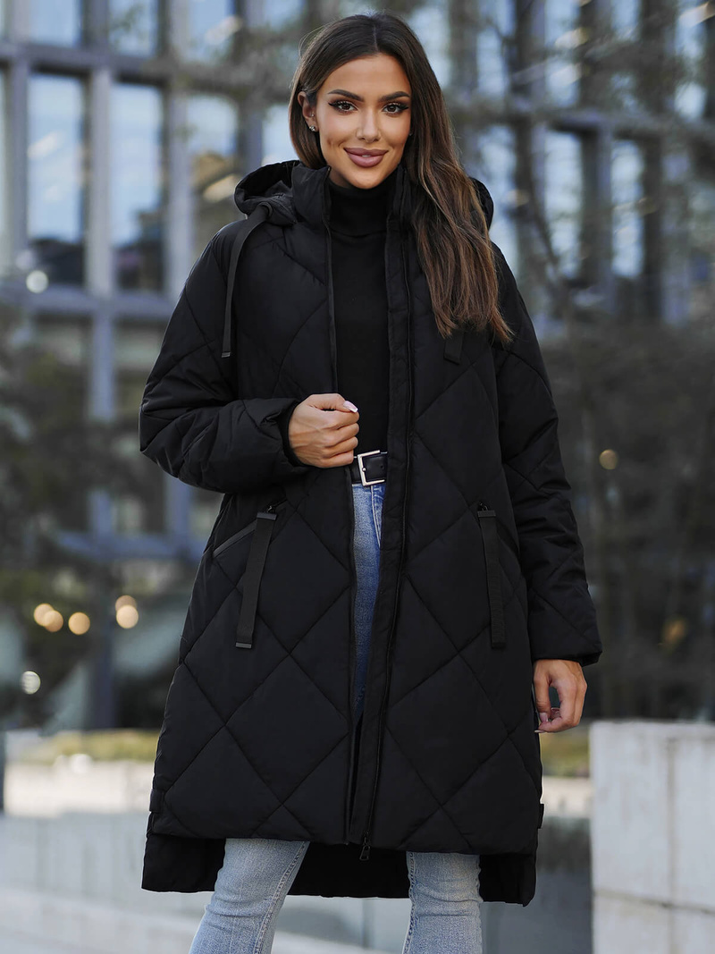 Γυναικείο μπουφάν μαύρο OZONEE JS/5M3168/392