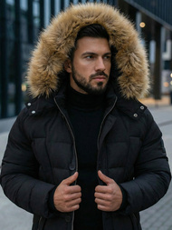 Ανδρικό χειμερινό μπουφάν mαύρος OZONEE JS/5M3122/392Z