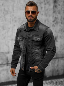 Ανδρικό τζιν μπουφάν μαύρο OZONEE NB/MJ506NZ