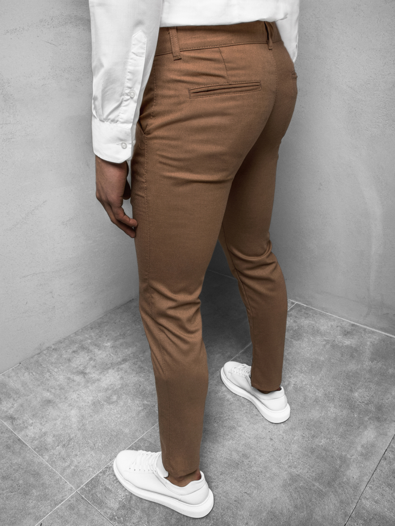 Ανδρικό παντελόνι chino κάμελ OZONEE DJ/5502