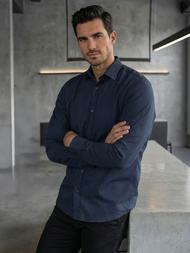 Ανδρικό πουκάμισο ναυτικό μπλε OZONEE V/V188Z