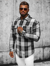 Ανδρικό πουκάμισο μαύρο OZONEE NB/MC727N