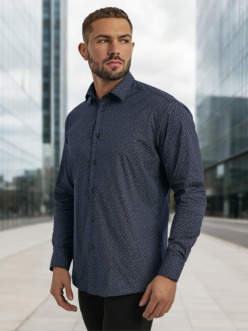 Ανδρικό πουκάμισο ναυτικό μπλε OZONEE V/V186