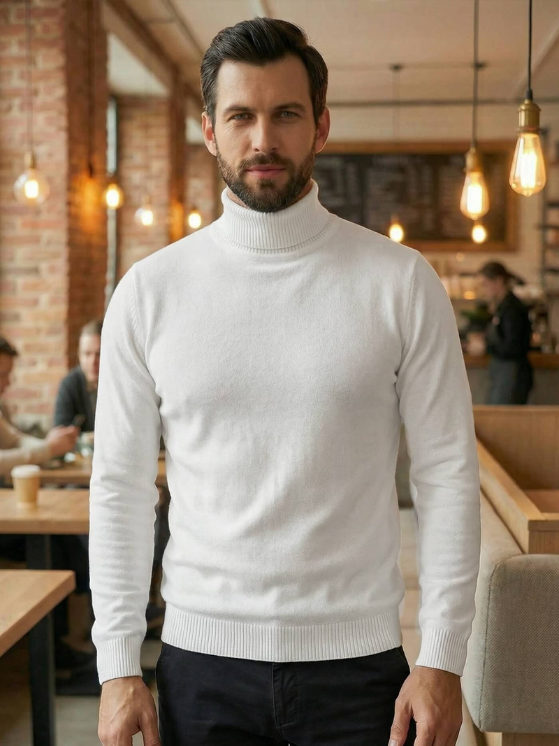 Ανδρικό πουλόβερ λευκό OZONEE JS/59B3603/1