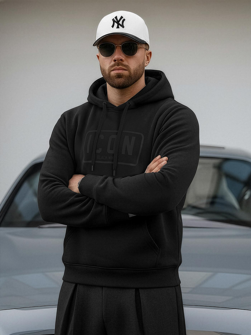 Ανδρικό Φούτερ με Κουκούλα μαύρο OZONEE JS/8B1975/3