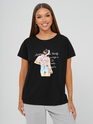 Γυναικείο μπλουζάκι μαύρο OZONEE JS/95T2573/3