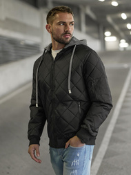 Ανδρικό μπουφάν μαύρο OZONEE JS/8M986/392Z