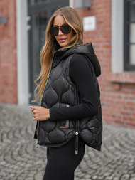 Γυναικείο αμάνικο μπουφάν mαύρος OZONEE O/5M3235/392