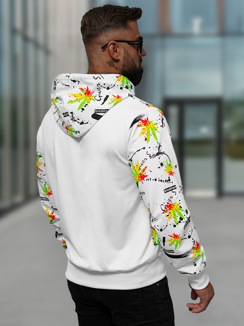 Ανδρικό Φούτερ με Κουκούλα λευκό OZONEE O/HM650Z