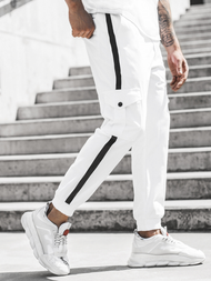 Ανδρικό παντελόνι chino jogger λευκό OZONEE DJ/5580
