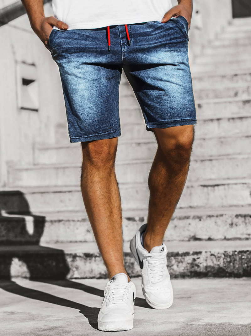 Ανδρικό σόρτς τζιν μπλε-Κόκκινο OZONEE JS/KK1071