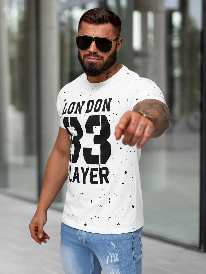 Ανδρικό μπλουζάκι λευκό OZONEE JS/8B1388/1