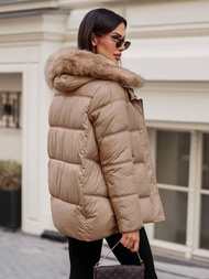 Γυναικείο χειμερινό μπουφάν kαμήλα OZONEE JS/5M3256/84