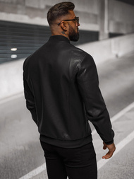 Ανδρικό δερμάτινο μπουφάν μαύρο OZONEE O/88120