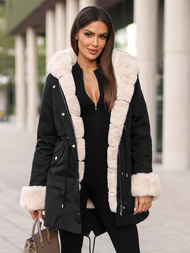 Γυναικείο χειμερινό μπουφάν mαύρος OZONEE JS/M763/392Z