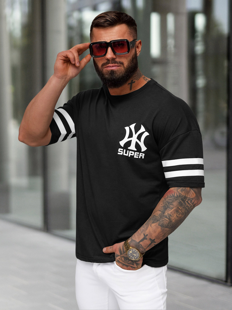 Ανδρικό μπλουζάκι μαύρο OZONEE JS/8B1372/3