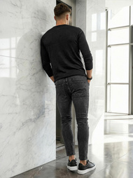 Ανδρικό τζιν παντελόνι mαύρος OZONEE O/JK2918Z