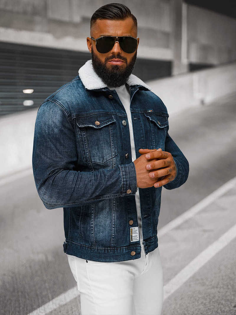 Ανδρικό τζιν μπουφάν σέρπα Σκούρο μπλε OZONEE NB/MJ516BSZ